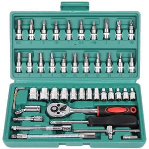 46 Stuk Auto Reparatie Kit Tool Professionele Auto Onderhoud Auto Mouw Auto Reparatie Kit Set Chrome Vanadium Staal Groen