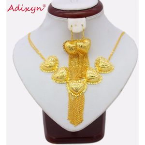 Adixyn Afrikaanse Hart Bruid Sieraden sets Goud Kleur Ketting/Oorbel/Hanger Ethiopische/Midden Pasen/India/kenia Sieraden N03121
