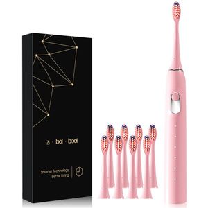 [Zs] Rustig Sonic Draadloze Base IPX7 Waterdichte 5 Modi Acoustic Wave Elektrische Tandenborstel Zachte Haren Met 8 Vervanging heads