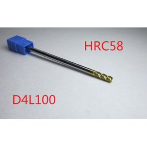 Extra lange schacht 100mm Diameter 4mm carbide flat end mills cnc Verlengen frees bit 4 fluiten L = 100mm metaalbewerking