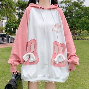 Herfst Winter Lolita Zoete Meisje Roze Schattige Sweatshirt Hooded Japanse Harajuku Casual Losse Zachte Meisje Trui Trainingspak