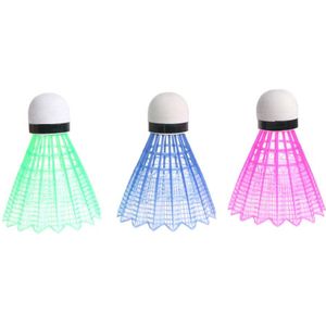 3pcs LED Glowing Light Up Plastic Badminton Shuttles Kleurrijke Verlichting Ballen