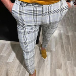 3 modellen Mens Slim Fit Broek Controleren Casual Broek Joggers Tartan Jogging Magere Bodems