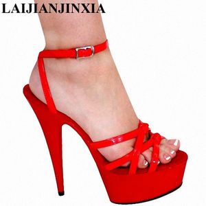 LAIJIANJINXIA Vrouwen Sexy 15cm Dunne Hoge Hakken Platform Schoenen Nachtclub Party Strap Paaldansen Schoenen Sandalen Dame Dans schoenen