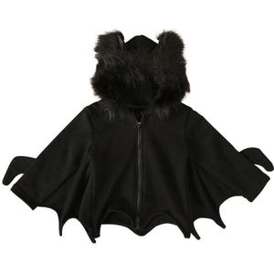 Unisex Kids Black Bat Grappig Kostuum Outfit Jumpsuit Vleugels Kind Halloween Cos Hooded Catsuit Festival Voor Kind Jongens Meisjes