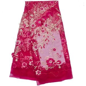 3D kleur applique Afrikaanse prachtige kant Franse kant stof premium Nigeriaanse trouwjurk jurk