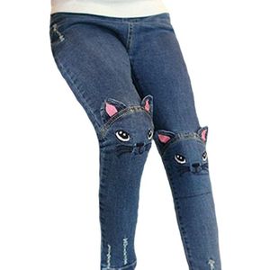 Mode Cartoon Kat Meisjes Jeans Lente Herfst Meisjes Leggings Kinderen Potlood Broek Kinderen Broek Pantalon Fillette