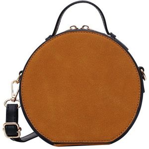 Dames Schoudertas Frosted Retro Kleine Zwarte Tas Eenvoudige Kleine Ronde Tas Vrouwelijke Pu Leather Lady Messenger tas