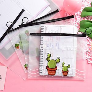 20Pcs Transparante Frosted Cactus Buggy Tas Koreaanse Creatieve Student Grote Capaciteit Etui Ring Rand Sliding Zak Bestandsmap