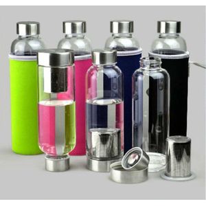 420 ML Sportdrank Fles Draagbare Water Fles Glas Cup Real Borosilicaatglas Fles filter Thee-ei Outdoor Reizen Mok