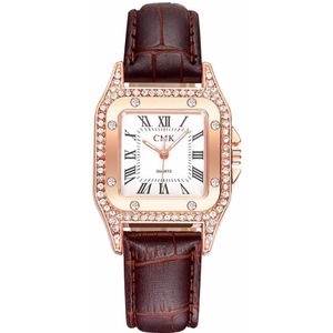 Luxe Mode Vrouwen Strass Horloge Leather Analoge Quartz Horloges Dames Jurk Horloge Relogio Feminino