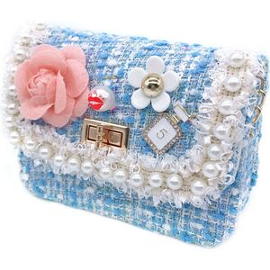 Trend Little Ladies Girls Princess Sweet Style Kids Baby Messenger Crossbody Chain Bag Shoulder Pearl Wool Handbags