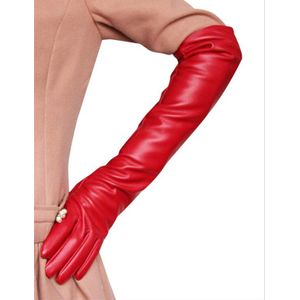 Sexy 50cm vrouwen lady girl Disco dance costume party rode vinger PU leer lange bruiloft handschoenen