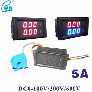 Led Digitale Voltage Meter Dc 0-100V 300V 600V 5A Hall Meter Met Hall Sensor 10A Ct Voltmeter Amperemeter 5A Ampere Meter