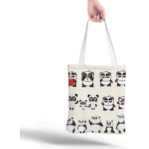 Leuke Panda Gedrukt Canvas Tas Vrouwen Eco Herbruikbare Boodschappentassen Opvouwbare Schoudertas Studenten Grafische Fest Tote Handtas