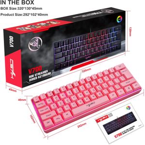 61 Toetsen Gaming Toetsenbord Rgb Backlight Toetsenbord En Muis Bedrade Gamer Toetsenbord Voor Computer Mac PS4