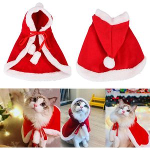 Kerst Puppy Cat Kleding Kostuums Kerstman Hoed Mantel Cape Puppy Fluwelen Xmas Warm Kostuum Outfit Huisdieren Accessoires