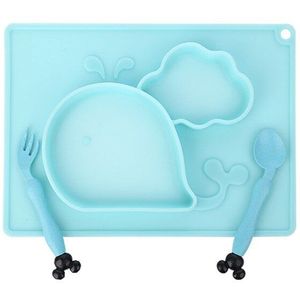 Baby Leuke Walvis Siliconen Kom Set Kids Sucker Plaat Kom Met Lepel/Vork Antislip Food Grade Baby training Kom Opp Pakket