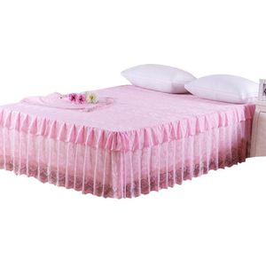 Kant Bloem Lakens Schoonheid Prinses Gemonteerd Beddengoed Laken Matras Bed Cover Bed Rok Sprei Rokken Voor Bedden Roze