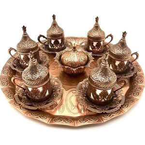 Metalen Tulp Motief 6 Persoonlijkheid Turkse Koffie Cup Pad Decoratieve Lade