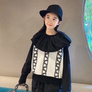 Mode Gebreide Vest Meisje Toevallige Koreaanse Trui V-hals Trui Herfst Winter Mouwloze Kleding Kinderen Losse Gebreide Trui