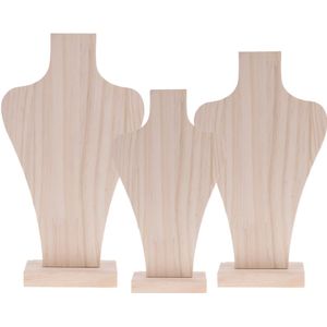 Unfinished Natuurlijke Houten Mannequin Buste Voor Oorbellen Ketting Sieraden Display Rack Stand Organizer Houder