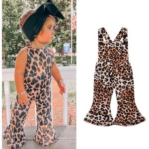 Focusnorm 0-3Y Mooie Baby Baby Meisjes Romper Broek Luipaard Print Mouwloze Backless Jumpsuits Overalls