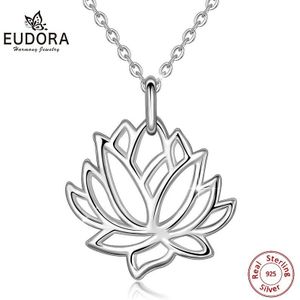 Eudora Elegante 925 Sterling Zilveren Lotus Bloem Hanger Lotusbloem Ketting Voor Vrouwen Solid Silver Minimalisme Sieraden D406