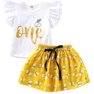 0-24M Baby Meisje 1st Verjaardagsfeestje Katoen TopsT-shirt Tutu Rok Outfit