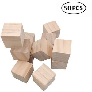 50pcs 10mm 0.4inch Hout Blokken Vierkante Houten Unfinished Craft Cubes DIY Baby Douche/Stempel Blok