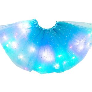 HX5D Kids Meisjes Glitter Ster Pailletten Ballet Dans Tutu Rok Led Light Up Neon Kleurrijke Tulle Korte Jurk Party Stage kostuum