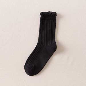 Stroken Ruffle Sokken Japanse Stijl Kawaii Leuke Katoenen Sokken Vrouw Harajuku Retro Casual Effen Kleur Wit Zwart Beige Crew Sokken