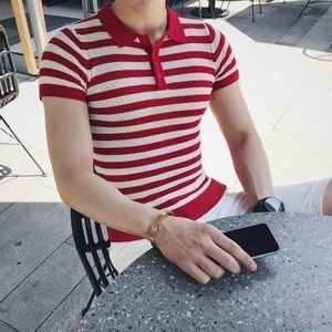Top Polo Homme Zomer Slim Fit Gestreepte Polo Shirt Mannen Business Formele Slijtage Casual Heren Polo Shirts 2XL-M
