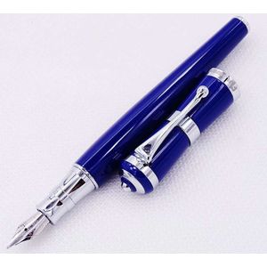 Fuliwen 2051 Vulpen Blauw Metalen Inkt Pen Verse Fastion Stijl M Nib Converter Pen Briefpapier Kantoorbenodigdheden Schrijven