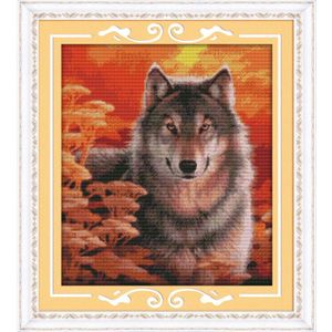 Eeuwige Liefde Kerst Herfst Wolf Chinese Borduurpakketten Ecologische Katoen Geteld Stamped 11 Store Sales