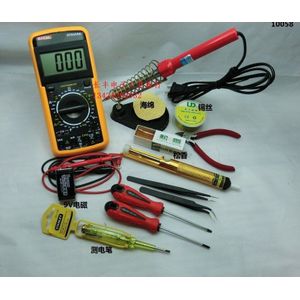 Natuurkunde gereedschap multimeter met 60 Watt Elektrische Soldeerbout Soldeer Tool Kits, 13 delen pakket met digitale multimeter