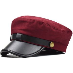 Baret Woord Pu Leer Platte Top Cap Katoen Wilde Ademend Eend Tong Achthoekige Cap Vrouwelijke Engeland Seizoenen Unisex