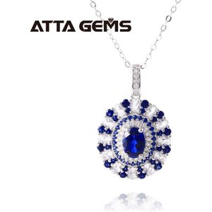 Blauwe Saffier Zilveren Hanger Sieraden Vrouwen Gemaakt Sapphire Geconfronteerd Cut Fine Jewelry Top Wholsale Retail