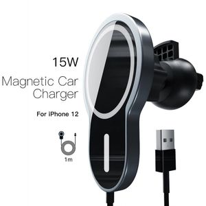 15W Magnetische Aluminium Super Magnetische Halo Lock Wireless Car Charger Mount Voor Iphone 12 Pro Max Snel Opladen telefoon Houder