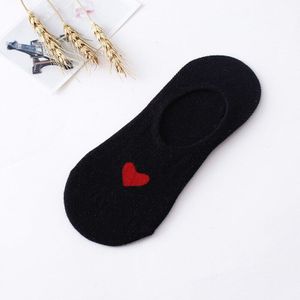 10Pcs = 5 Pairs Vrouwen Dames Onzichtbare Sok Slippers Rode Liefde Hart Non Slip Katoen Ondiep Mond Korte Enkel sokken Lente