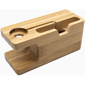 Houten Horloge Box Voor Apple Watch Stand Telefoon Stand Voor Apple Watch 4 Opladen Tafel Base Bamboe Stand Voor Iwatch 42 Mm 38mm Serie