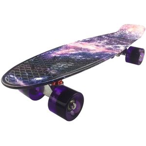 Skateboard Mini Cruiser Board 22 Inch X 6 Inch Retro Longboard Skate Long Board Grafische Galaxy Paars