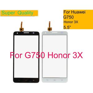 G750 touch screen Voor Huawei G750 Honor 3X TouchScreen Sensor Digitizer Glas Lens Voorpaneel Zwart Wit Vervanging