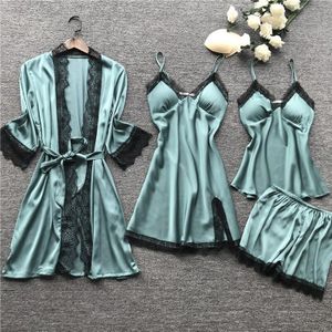 SAPJON Dames Pyjama Sets 5 STKS Zijden Pyjama Voor Vrouwen Leuke Nachtkleding Loungewear Satijn Pyjama Sets Voor Vrouwen Zacht, Wijn Rood, M