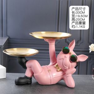 Hars Inrichting Hond Standbeeld Butler Met Lade Voor Opslag Plaat Tafel Live Kamer Inrichting Hond Ornamenten Decoratieve Sculptuur Craft