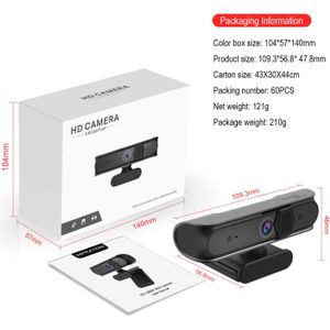 Hd Usb Computer Web Camera 5MP Snelle Autofocus 30FPS Webcam Dual Mic &amp; Cover, voor Obs/Gaming/Zoom/Skype/Facetime/Teams
