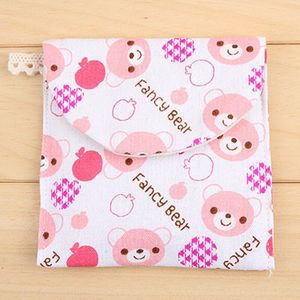 Vrouwen Meisje Leuke Cartoon Katoen En Linnen Maandverband Pouch Maandverband Pakket Zakken Tampon Opbergtas Cosmetische Zipper Case