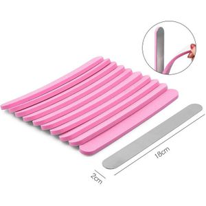 10 stuks Schuurpapier Vervanging Nagelvijl Met Metalen Plaat Roze dubbelzijdig UV GEL Nagellak Schuren Buffer Strips manicure Gereedschap