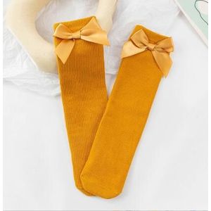 Kind Kniehoge Kous Rechte Heelless Kids Meisje Panty Pure Kleur Mooie Strik Ouder Meisje Sockken Kniehoge Kous