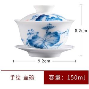 Pure Handgeschilderde Kleurrijke Lotus Sancai Cover Kom Onderglazuur Keramiek Gaiwan Dunne Band Thee Maker Thee Accessoires